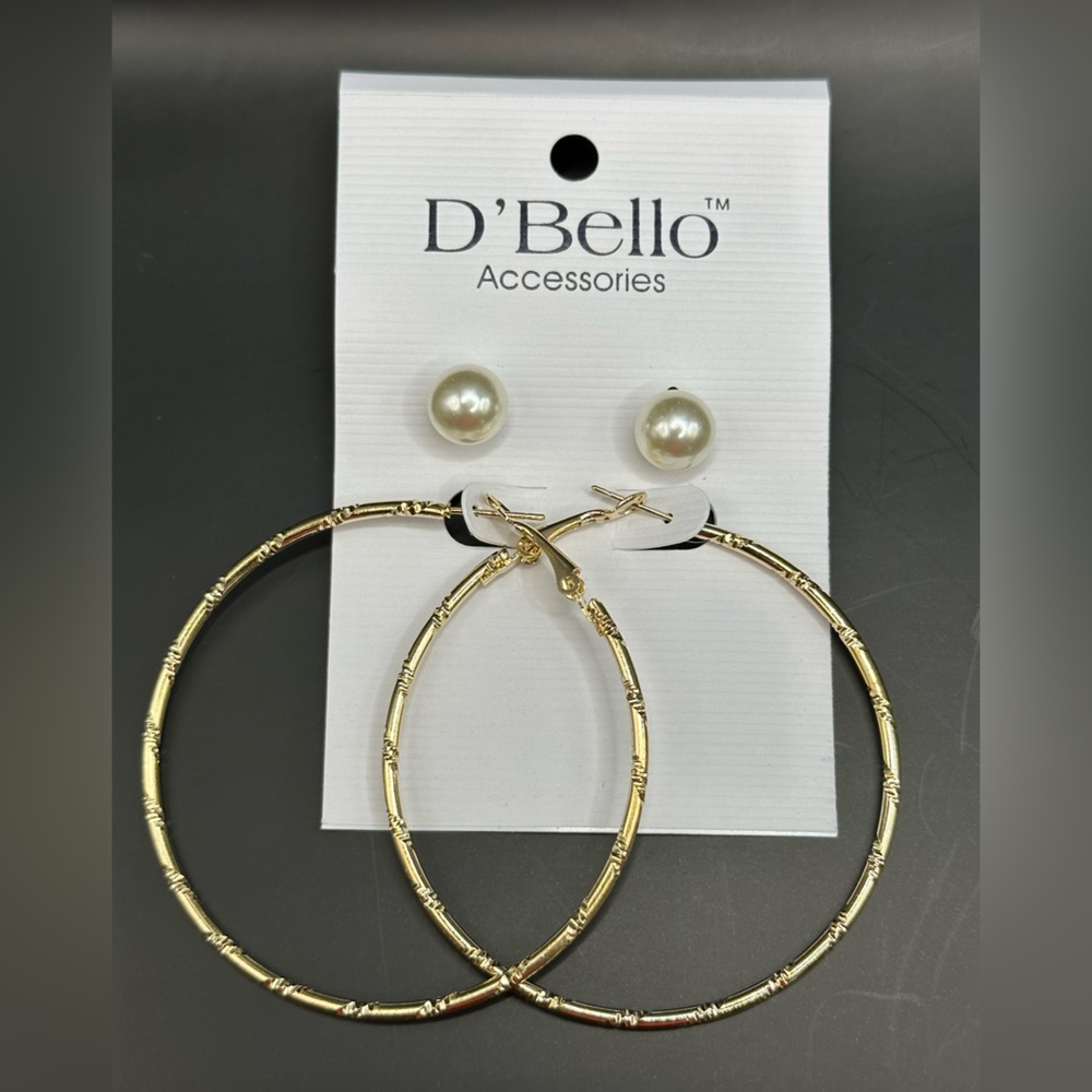 NEW!! D’Bello pearly Studs and Hoop set